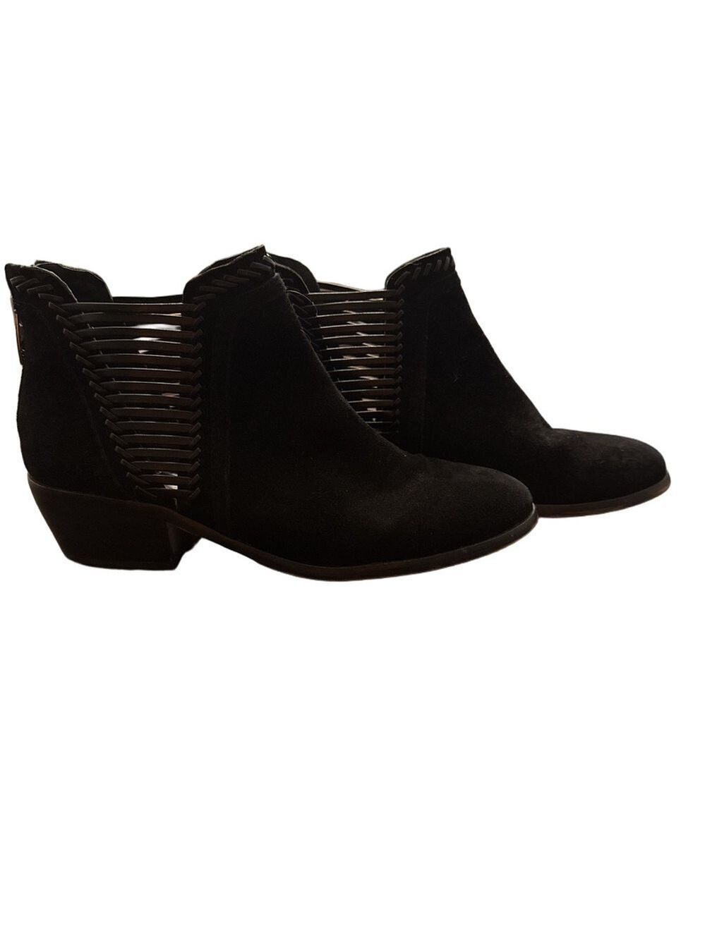 Vince Camuto Black Suede Ankle Booties. Back Zip. Size 7.5